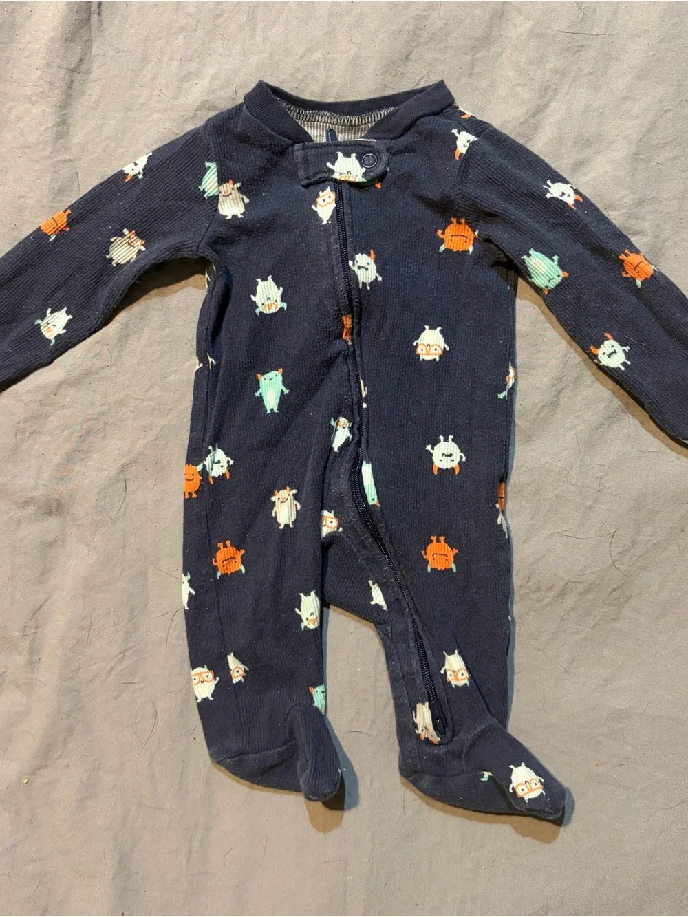Stack of Newborn Sleepwear - Navy, Gray, White, Green